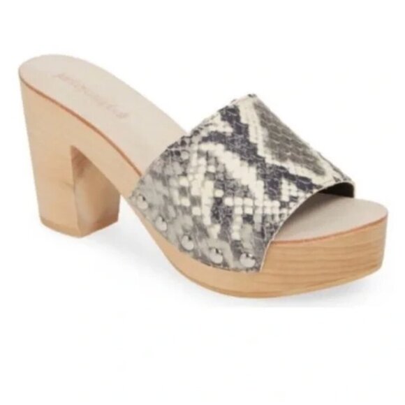 Jeffrey Campbell Dlight Chunky Heels Clogs Mules Leather Sandal Snakeskin Size 7 - Picture 2 of 9